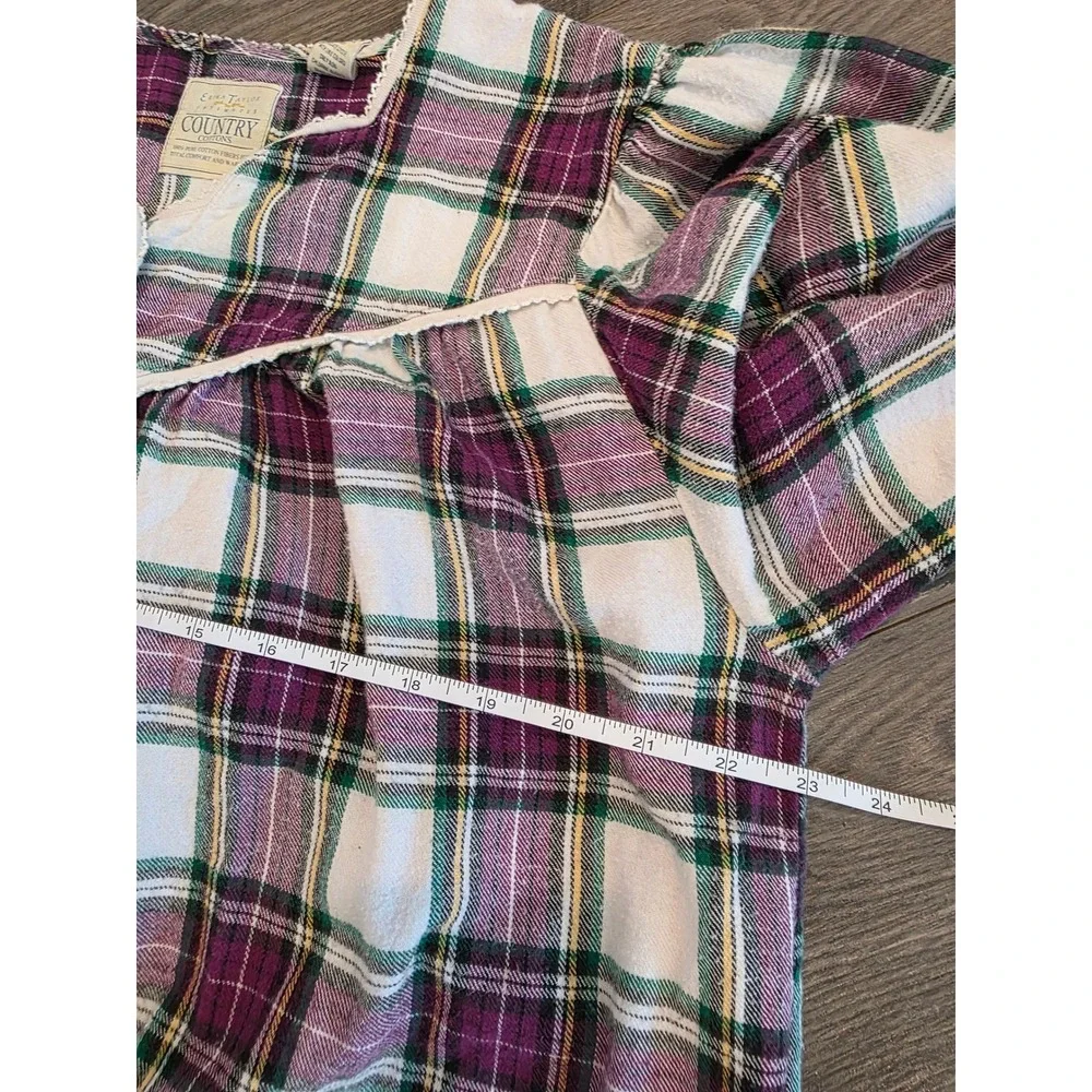 Women's sz S Erika Taylor Intimates Country Cottons Plaid Flannel Nightgown